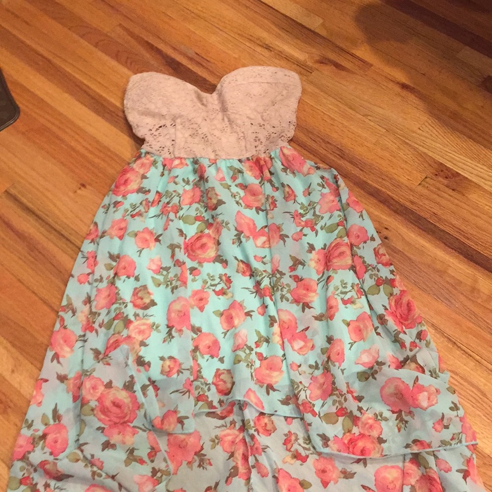 High Low Floral Lace Dress Small